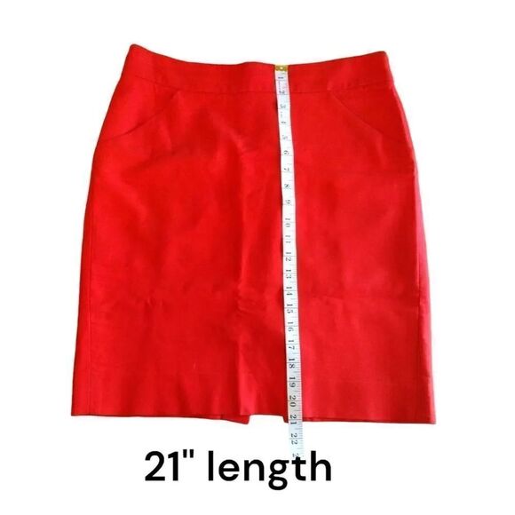 J. Crew Factory The Pencil Skirt Red Orange Cotton Skirt with Pockets Size 8 - Picture 13 of 16